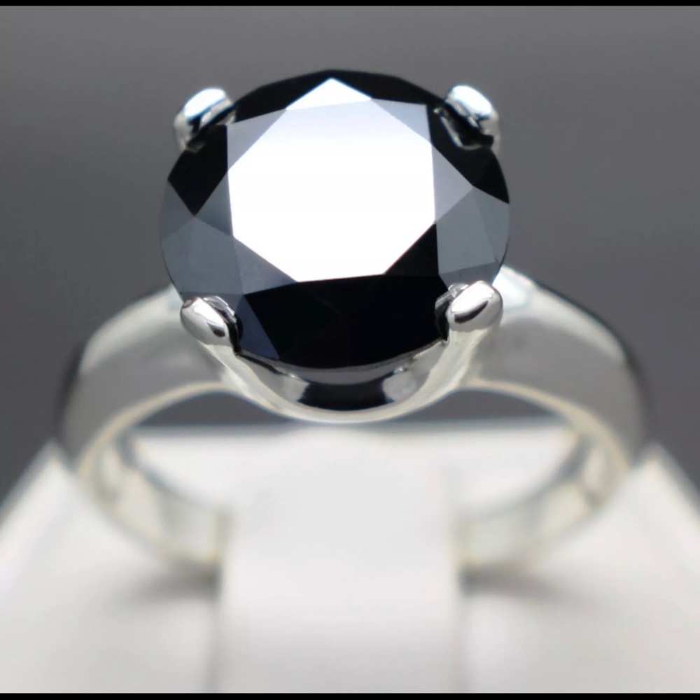 $1,805 Appraised Black Diamond Ring In 925 Silver